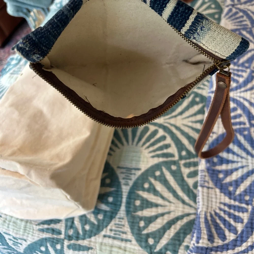 West African Mud Cloth Mali Barrel Bucket Bag Genuine Leather Hand Crafted